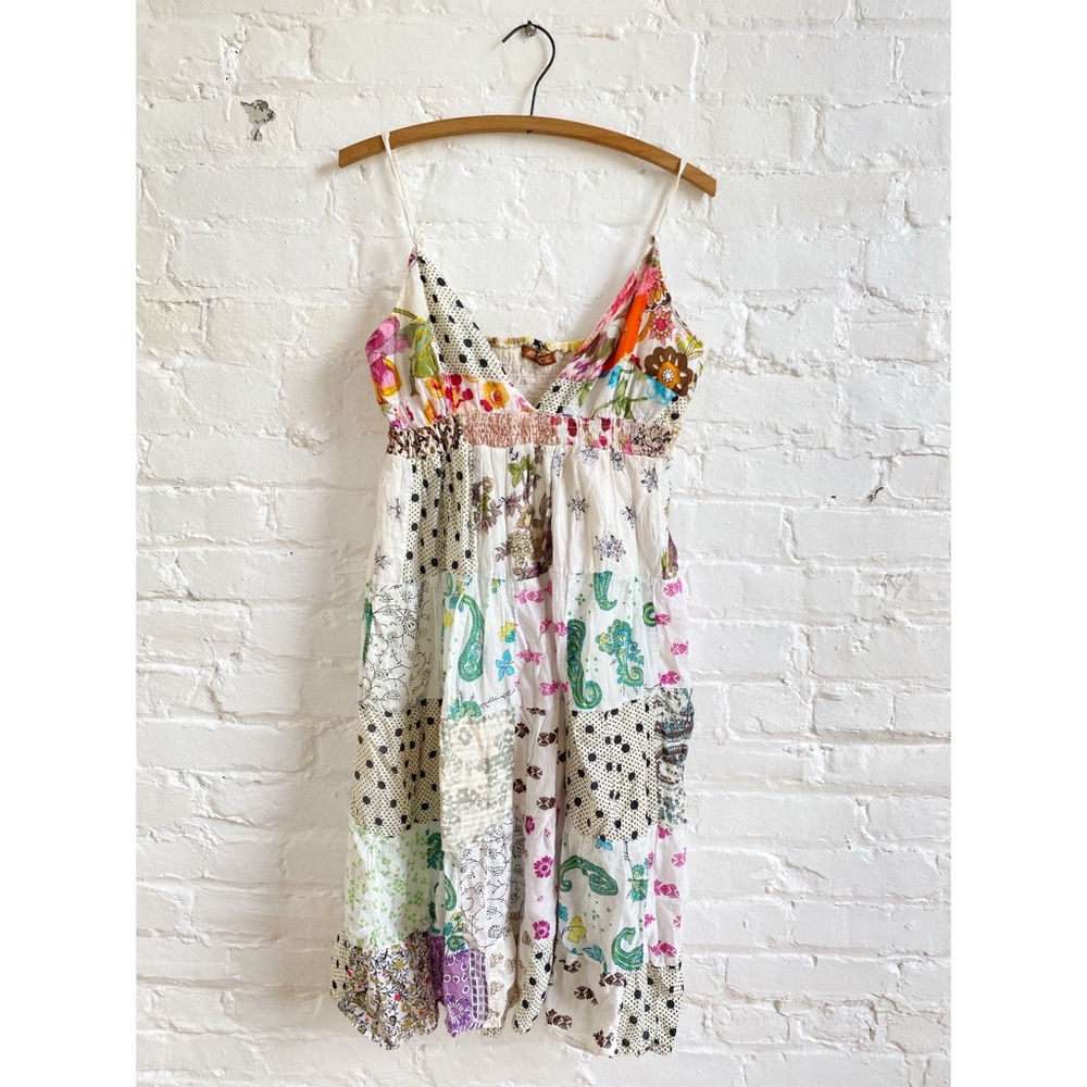 Vintage 90s Patchwork Boho Hippie Festival Dress